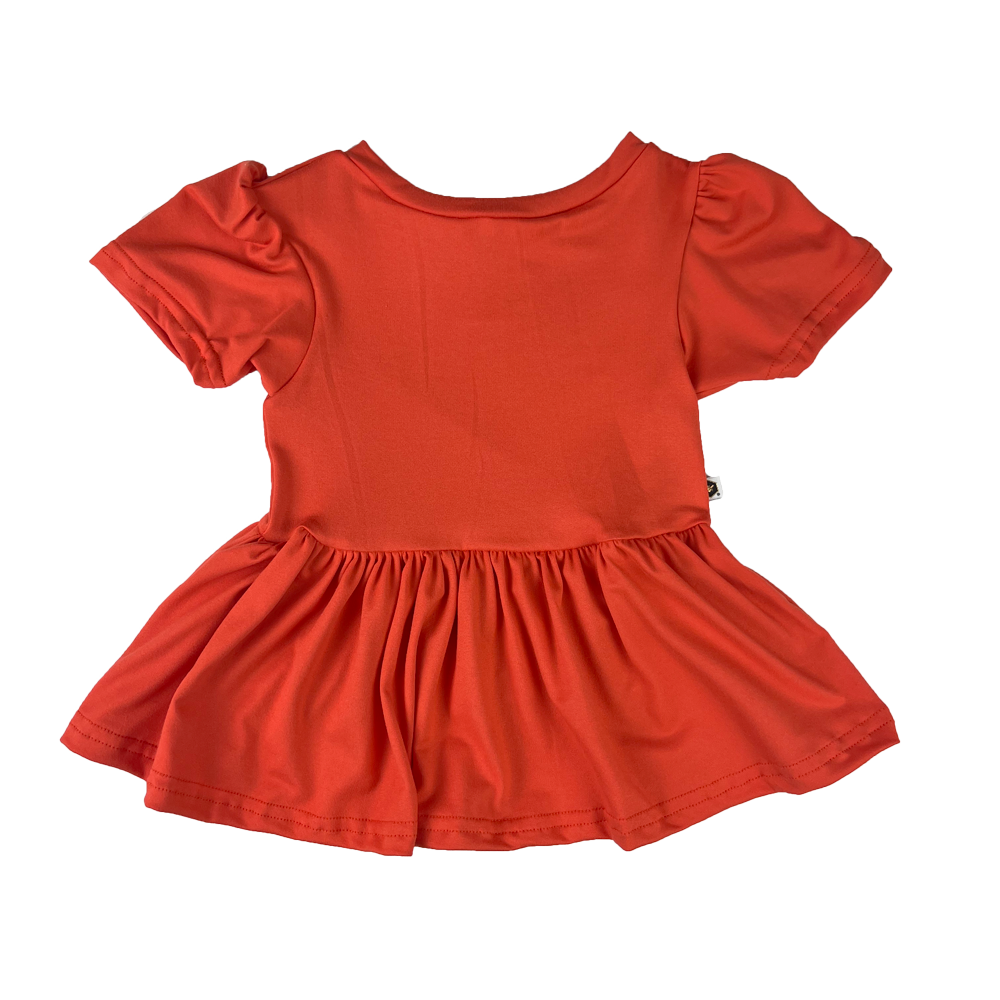 Short Sleeve Peplum Top - Papaya