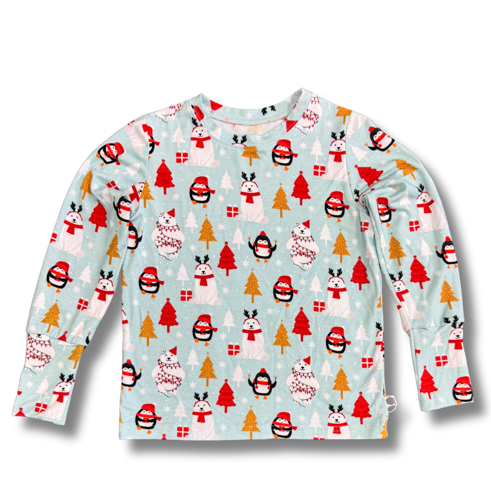 Bamboo Long Sleeve Crew Neck Tee in Arctic Antics