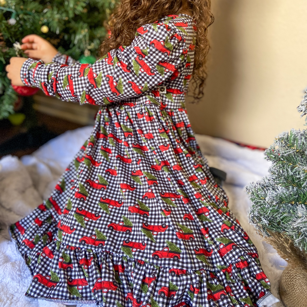 white christmas dresses Red Corduroy Christmas Applique Bow Dress Size 4T – Grace & Alice main image 1