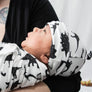 bumblito - stretch swaddle set - newborn swaddle - Rawr print - Dinosaur Print - Black and white dinosaur