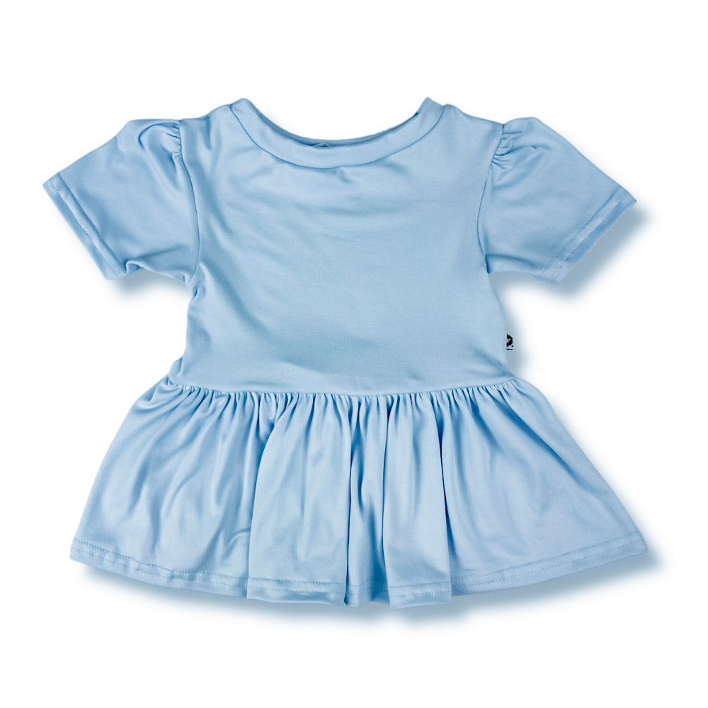 Short Sleeve Peplum Top - Sky
