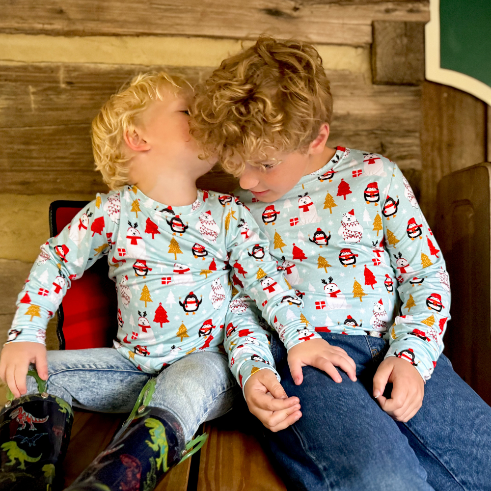 Bamboo Long Sleeve Crew Neck Tee in Arctic Antics