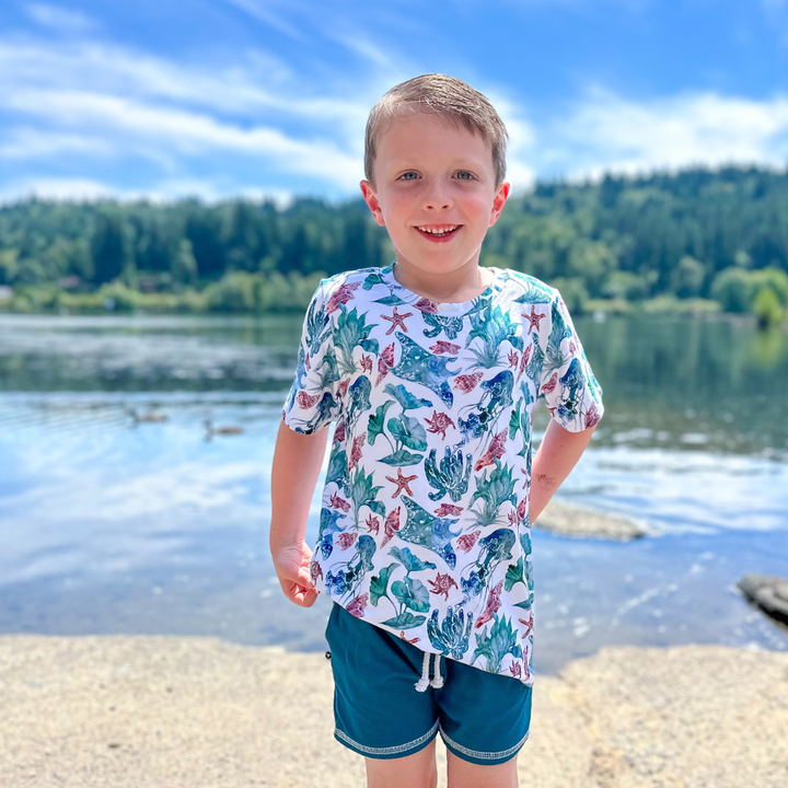 Bamboo Short Sleeve Crew Neck Tee in Catch Some Rays