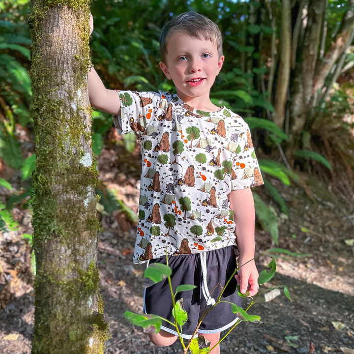 Bamboo Short Sleeve Crew Neck Tee in Happy Camper