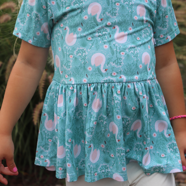 Bamboo Short Sleeve Peplum Top in Odette