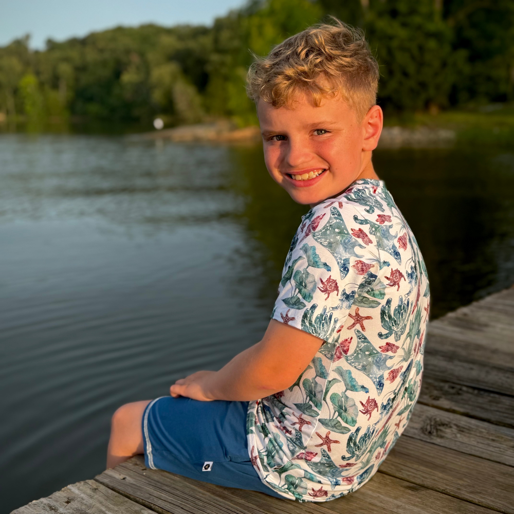 Bamboo Short Sleeve Crew Neck Tee in Catch Some Rays
