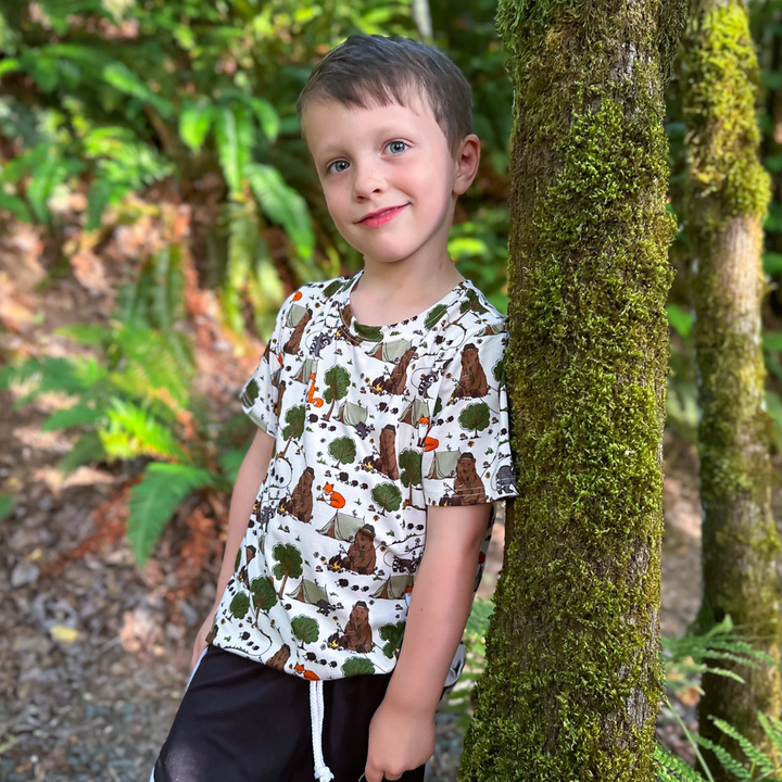 Bamboo Short Sleeve Crew Neck Tee in Happy Camper