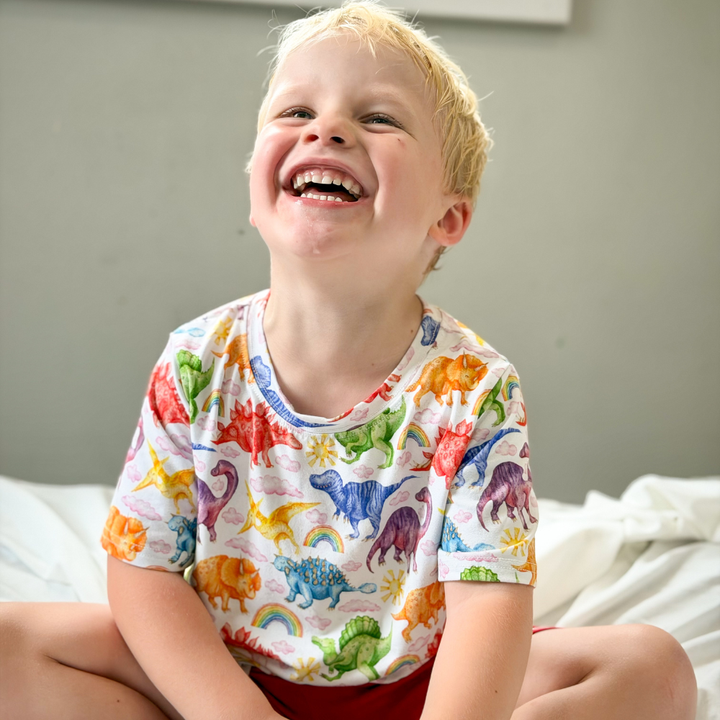 Bamboo Short Sleeve Crew Neck Tee in Jurassic Joy