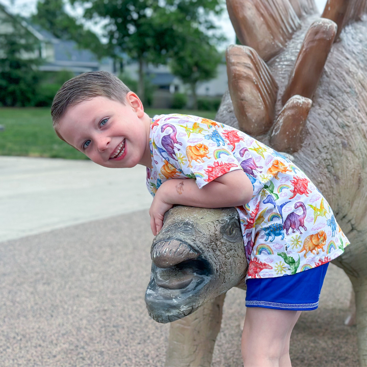 Bamboo Short Sleeve Crew Neck Tee in Jurassic Joy