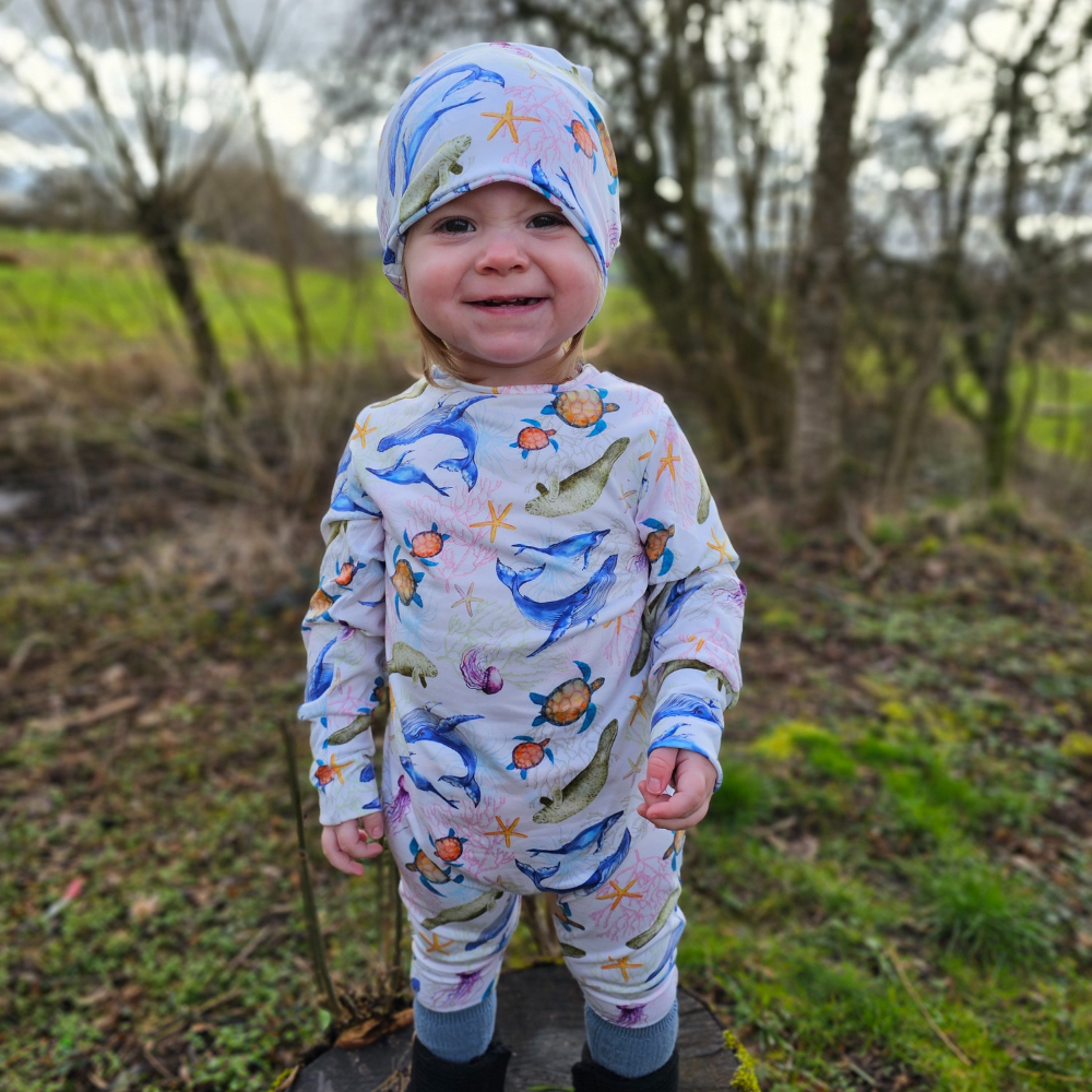 Long Sleeve Romper - Deep Seas