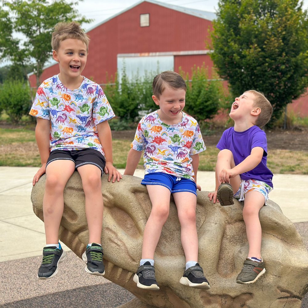 Bamboo Short Sleeve Crew Neck Tee in Jurassic Joy