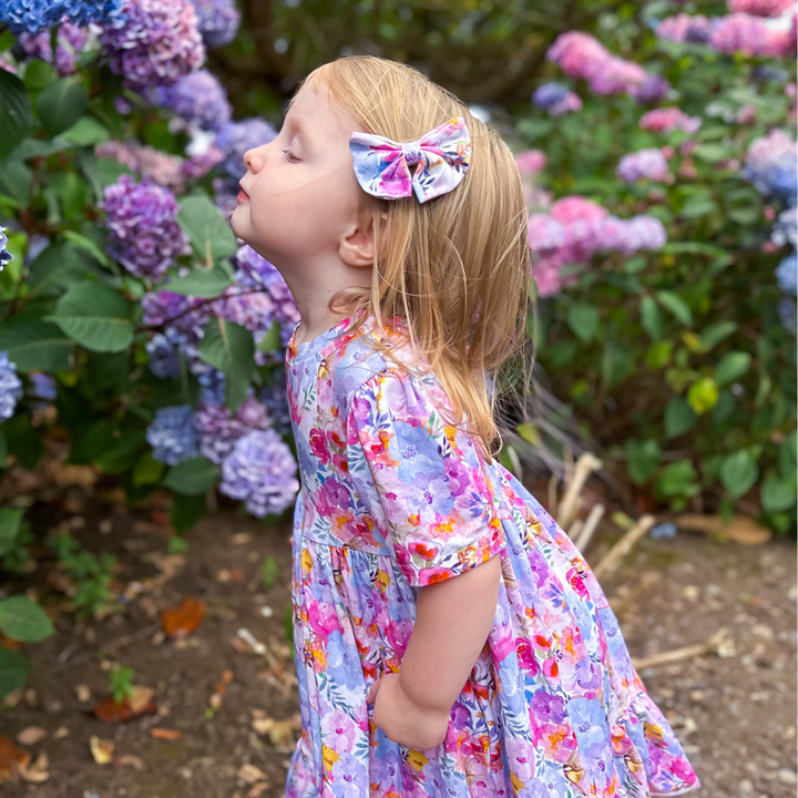 Bamboo Short Sleeve Twirl Dress in Gardens