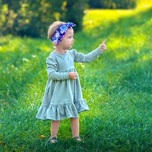 Naturals - Long Sleeve Twirl Dress - Sage