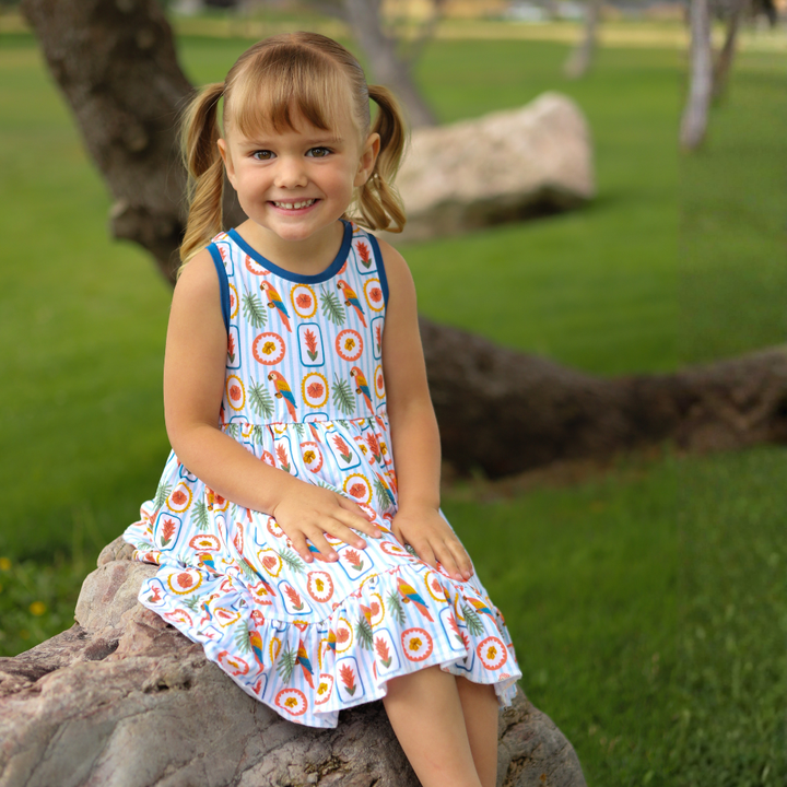 Bamboo Tank Twirl Dress in Island Vibes