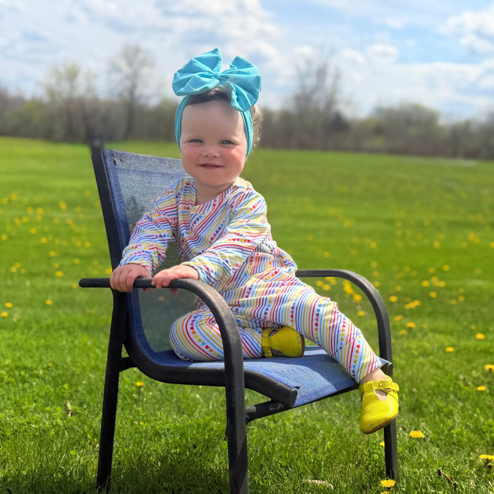 Bamboo Long Sleeve Romper in Candy Hearts