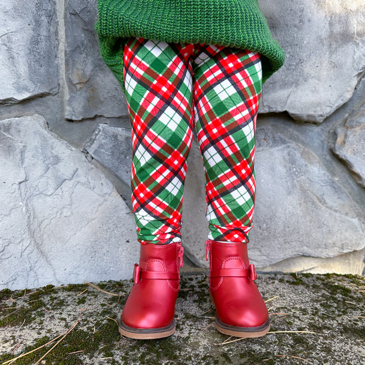 Bamboo Leggings in Peppermint Plaid