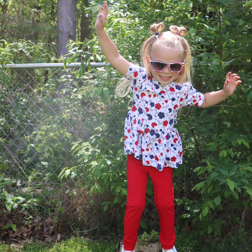 Bamboo Short Sleeve Peplum Top in Liberty