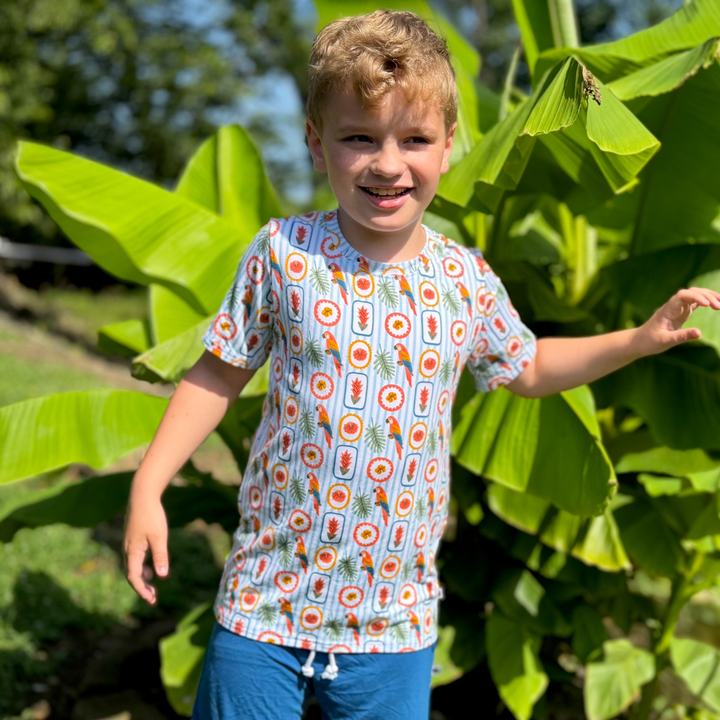 Bamboo Short Sleeve Crew Neck Tee in Island Vibes