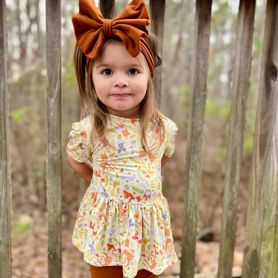 Short Sleeve Peplum Top - Deer Friends