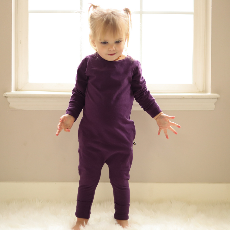 Naturals - Long Sleeve Romper - Eggplant