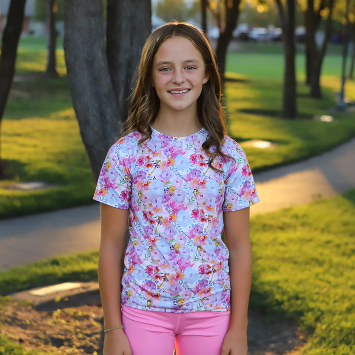 Bamboo Short Sleeve Crew Neck Tee in Gardens
