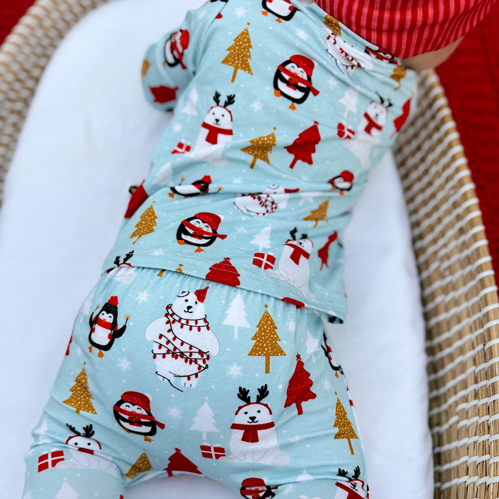 Bamboo Long Sleeve Romper in Arctic Antics