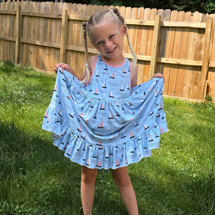 Bamboo Tank Twirl Dress in A Boat Time