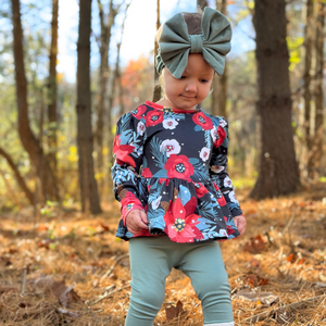 Long Sleeve Peplum Top - Flor de Nochebuena