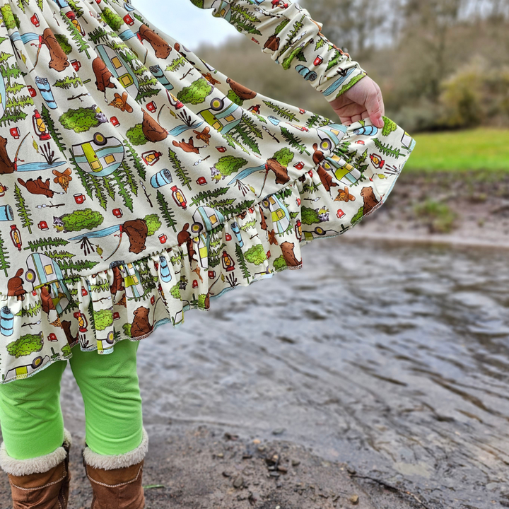 Long Sleeve Twirl Dress - Campfire Tails