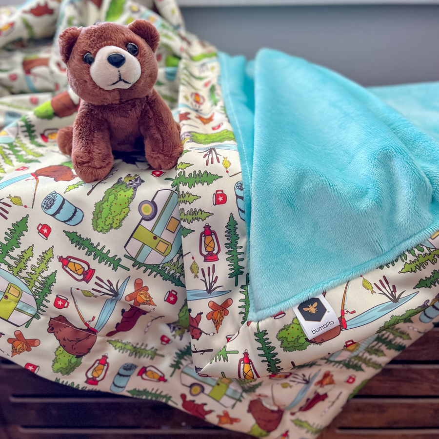 Baby Bee Luxe Blanket Satin - Campfire Tails