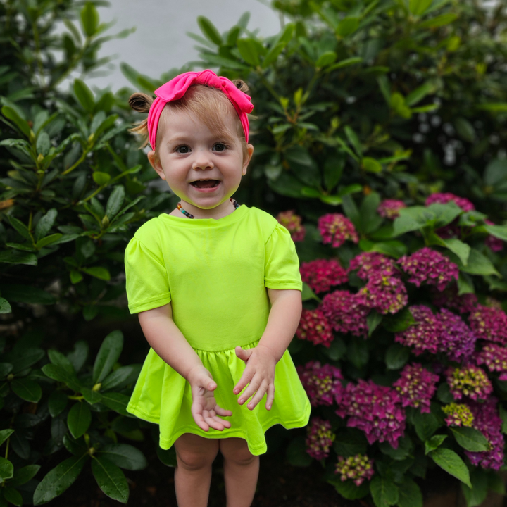 Short Sleeve Peplum Top - Electric Yellow