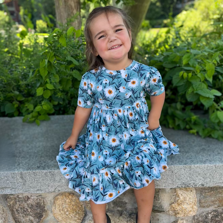 Bamboo Short Sleeve Twirl Dress in Agnes