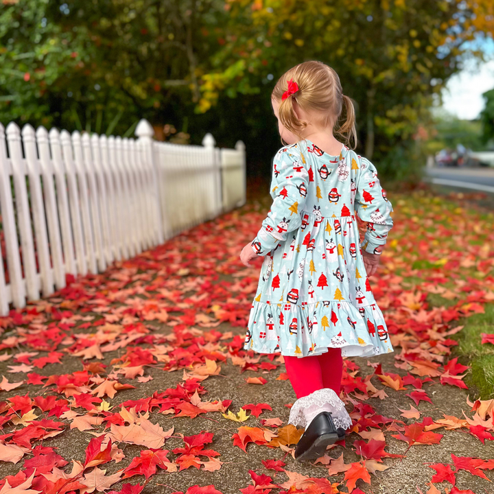 Bamboo Long Sleeve Twirl Dress in Arctic Antics