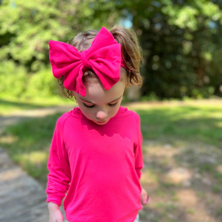 Big Bow Headband - Highlighter Pink