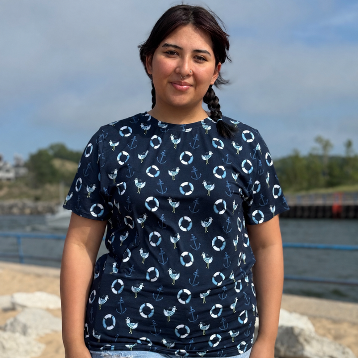 Bamboo Adult Short Sleeve Crew Neck Tee in Seas the Day