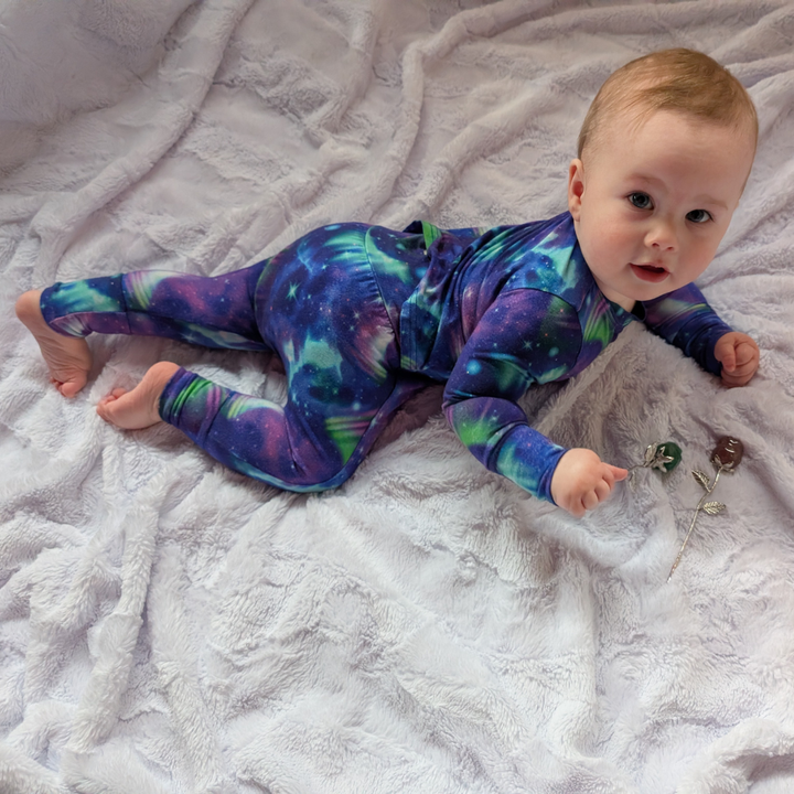 Bamboo Long Sleeve Romper in Ivalo Skies