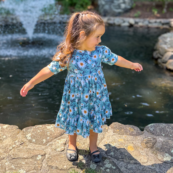 Bamboo Short Sleeve Twirl Dress in Agnes
