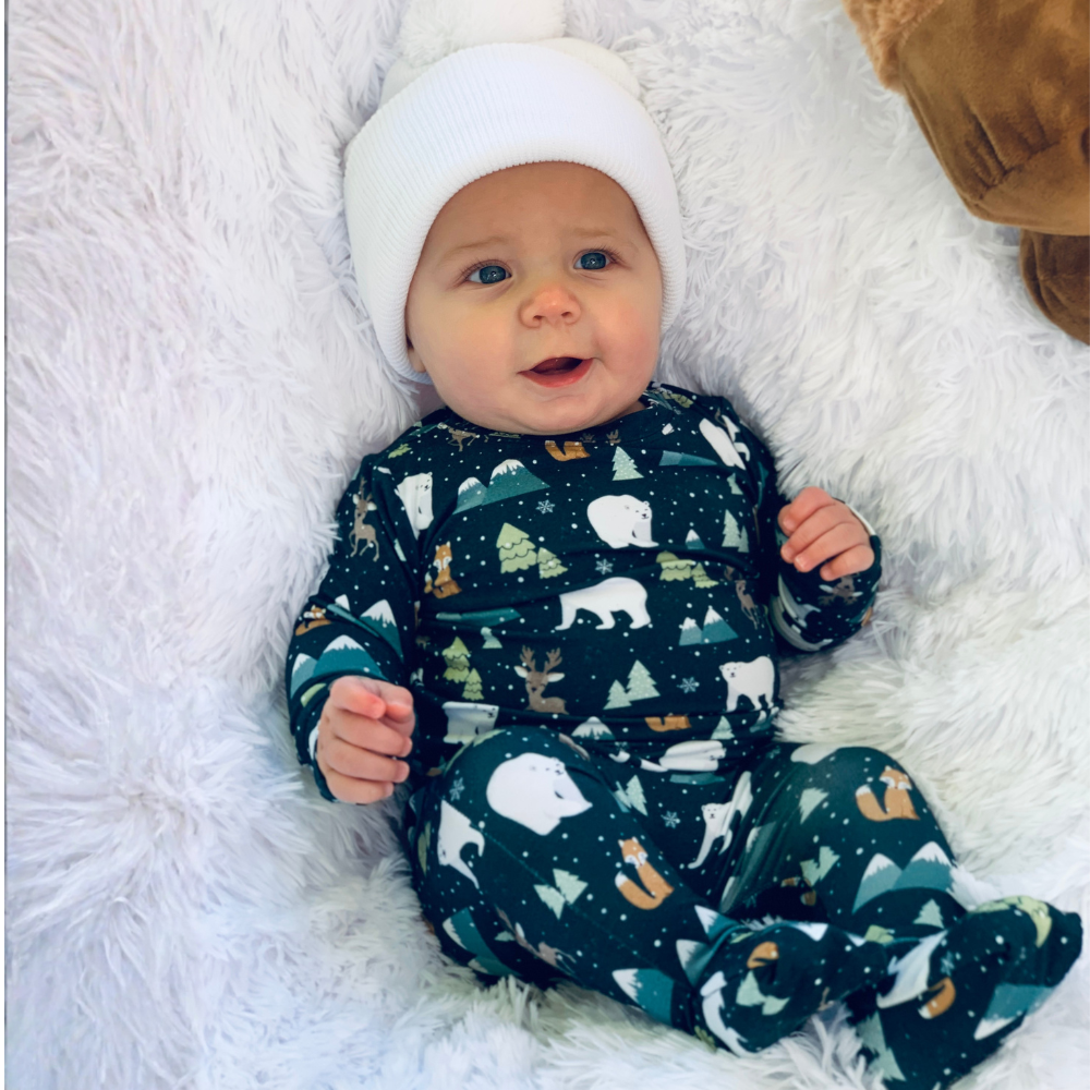 Bamboo Long Sleeve Romper in Polar Pals