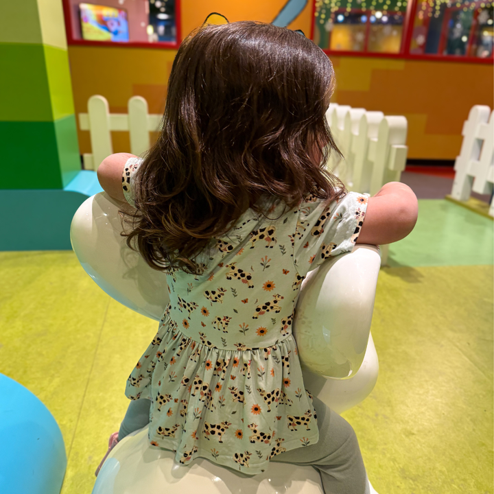 Bamboo Short Sleeve Peplum Top in Moo & You