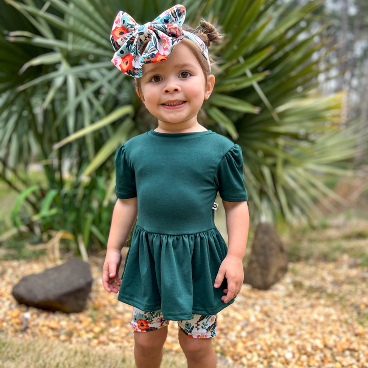 Short Sleeve Peplum Top - Hunter Green