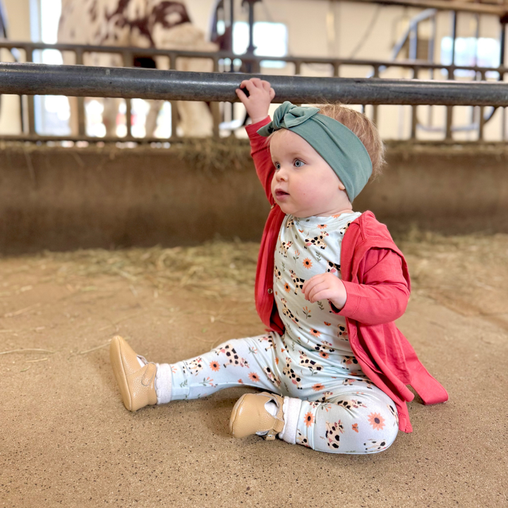Bamboo Short Sleeve Romper in Moo & You