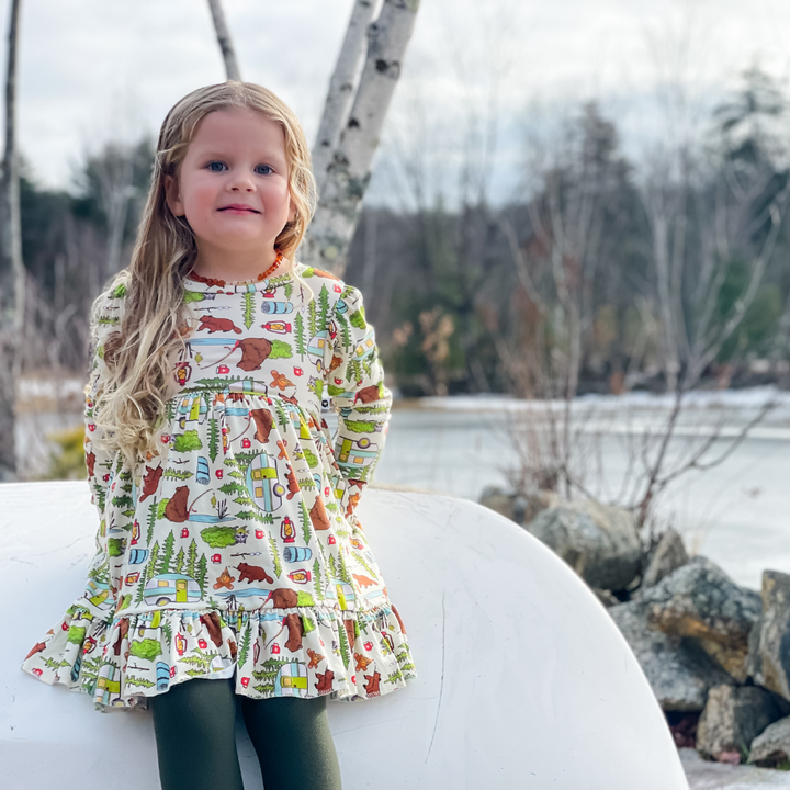 Long Sleeve Twirl Dress - Campfire Tails