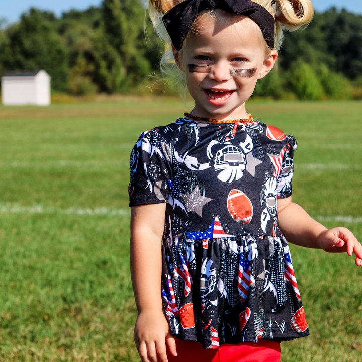 Short Sleeve Peplum Top - All American