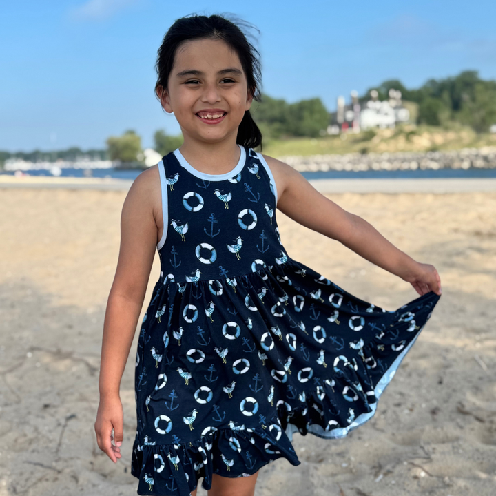 Bamboo Tank Twirl Dress in Seas the Day
