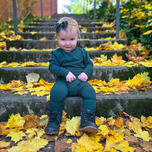 Naturals - Long Sleeve Romper - Blue Spruce