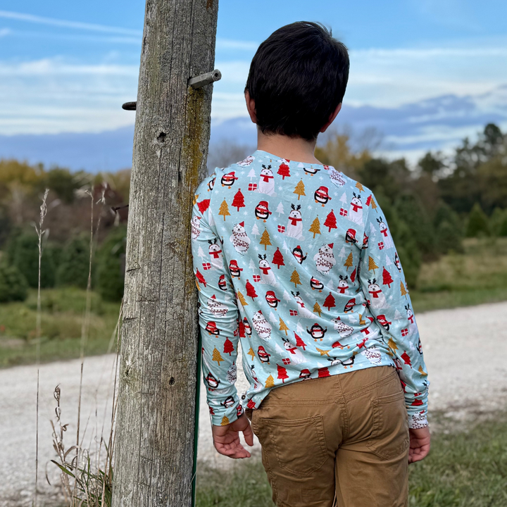 Bamboo Long Sleeve Crew Neck Tee in Arctic Antics