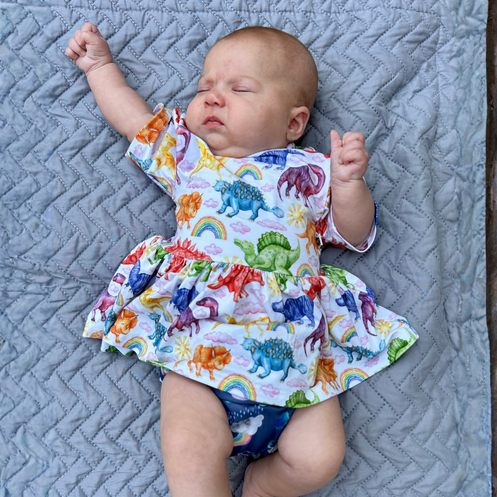 Bamboo Short Sleeve Peplum Top in Jurassic Joy