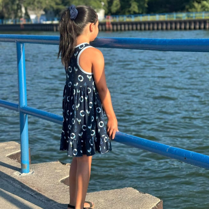 Bamboo Tank Twirl Dress in Seas the Day