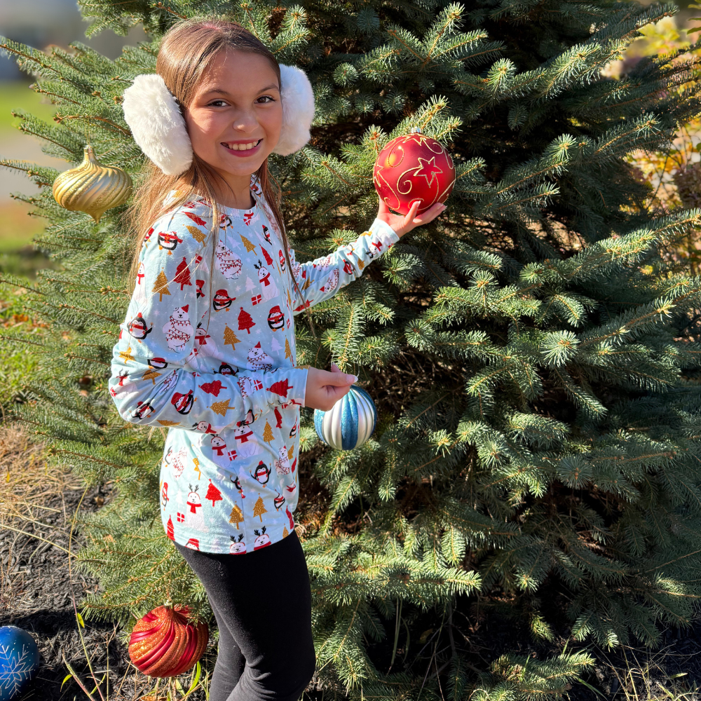 Bamboo Long Sleeve Crew Neck Tee in Arctic Antics