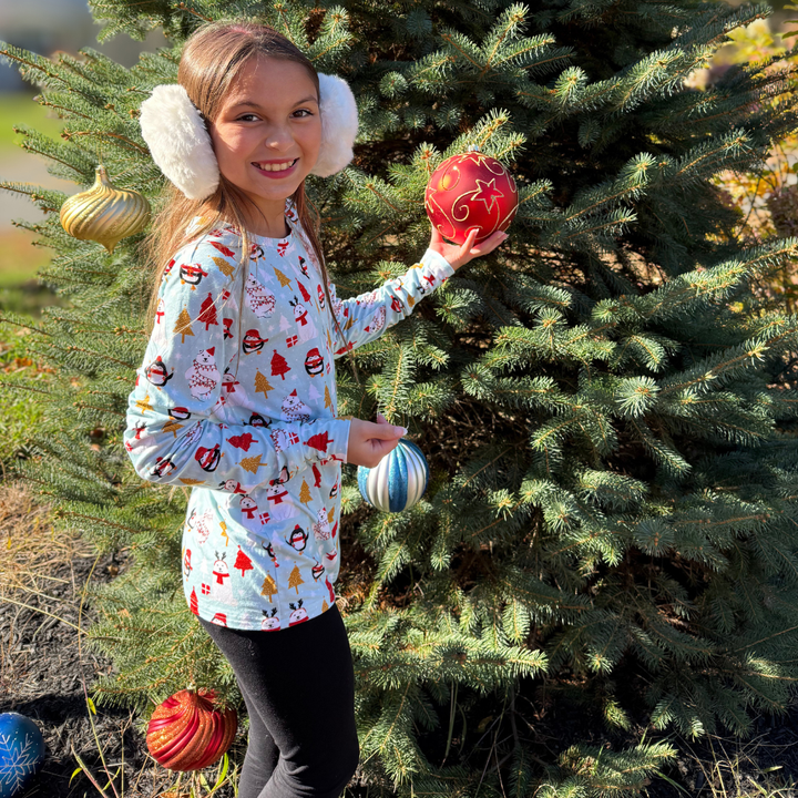 Bamboo Long Sleeve Crew Neck Tee in Arctic Antics